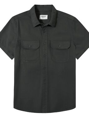 Men’s Short Sleeve Button Down Work Shirt Dark Gray 2X NWT 100% Cotton